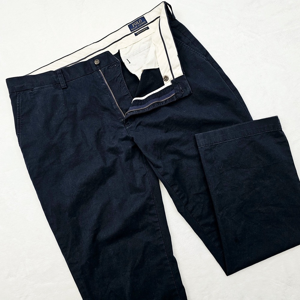 Polo Ralph Lauren Mens 38W 31L Navy Blue Classic Fit Pants Chinos Stretch Preppy